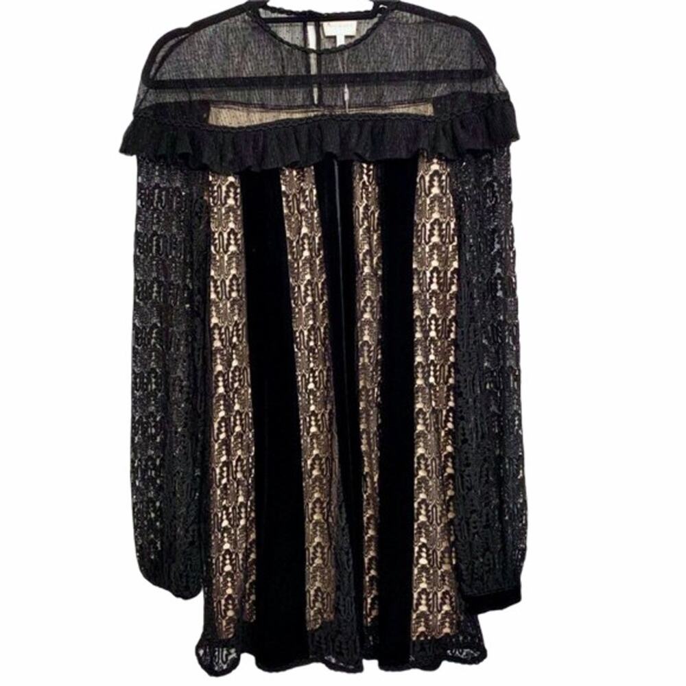 Foxiedox Charli Lace Velvet Shift Dress S NWT Romantic Goth Holiday